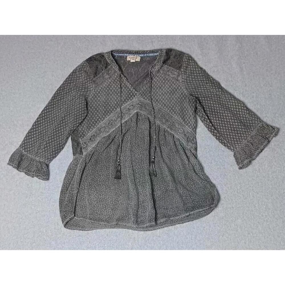 One World Tunic Top Womens S Gray Distressed Grunge Whimsigoth Dark Fairy Punk